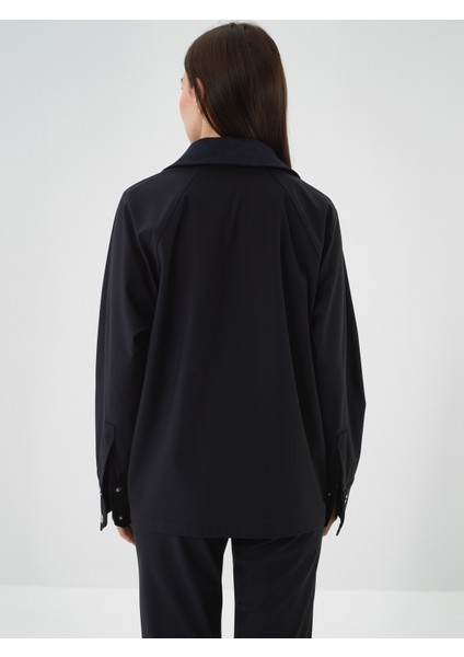 Kadın Lacivert Esnek Dokulu Oversize Ceket indirimleri
