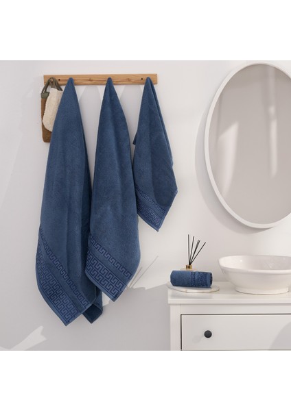 Greek Desen Havlu Set | %100 Pamuk-4'lü Set-Lacivert-Banyo-Mutfak-Desenli fiyatları