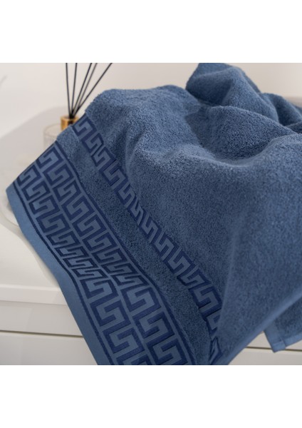 Greek Desen Havlu Set | %100 Pamuk-4'lü Set-Lacivert-Banyo-Mutfak-Desenli modelleri