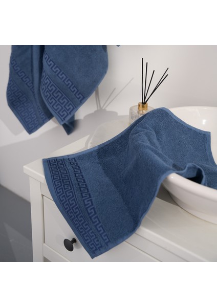 Greek Desen Havlu Set | %100 Pamuk-4'lü Set-Lacivert-Banyo-Mutfak-Desenli indirimleri