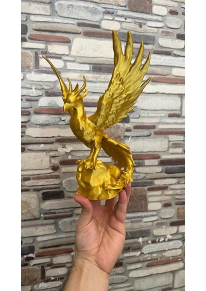Altın Anka Kuşu Heykeli | 3D Dekoratif Anka Kuşu Altın Renk | 3D Obje fiyatları