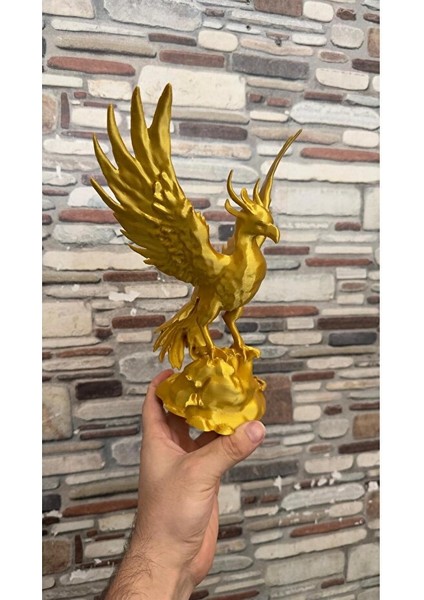 Altın Anka Kuşu Heykeli | 3D Dekoratif Anka Kuşu Altın Renk | 3D Obje modelleri