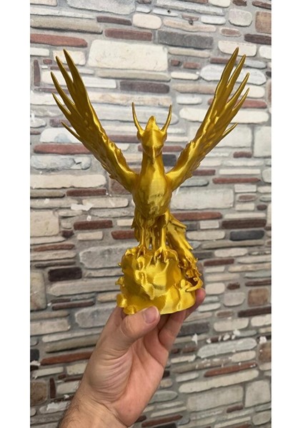 Altın Anka Kuşu Heykeli | 3D Dekoratif Anka Kuşu Altın Renk | 3D Obje indirimleri