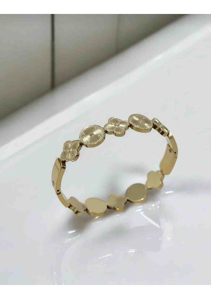 Altın Kaplama Kadın Çelik Kelepçe -Kadın Çelik Bileklik-Düğün Takısı-Kadın Bileklik- Bileklik fırsatları