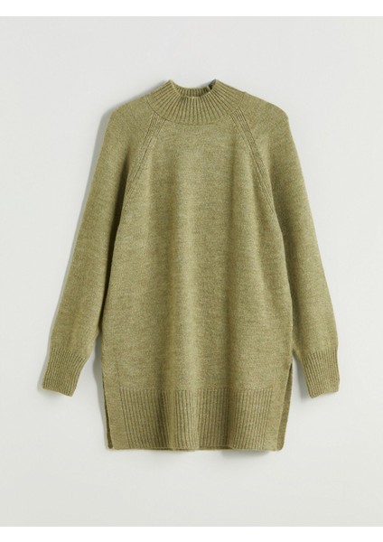 Yeni Sezon Dik Yaka Oversize Kadın Triko Tunik indirimleri