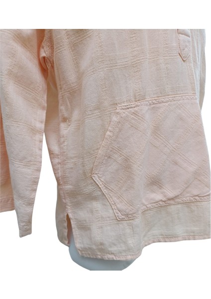 Erkek Çocuk Kapüşonlu Kanguru Cepli Pamuk Gömlek – Yumuşak Kumaş, Katlanabilir Kol