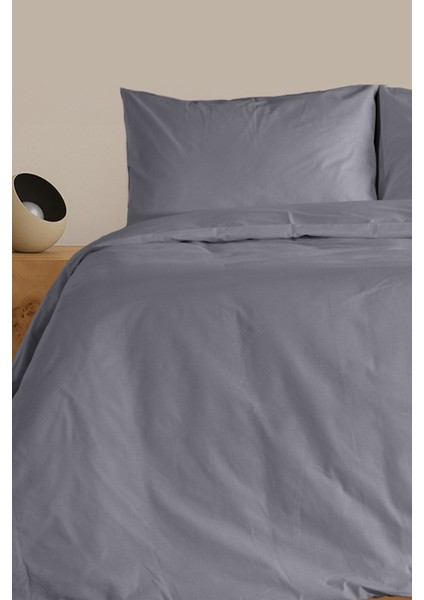 Çarşaflı Pamuk Nevresim Takımı Düz Renk Antrasit - Tek Kişilik fırsatları