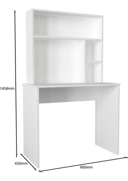 Harris Raflı Arka Panelli Çalışma Masası Beyaz