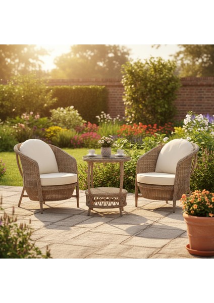 Conjunto Rattan Dedikodu Balkon Bahçe Takımı | 2+1 | Rehome