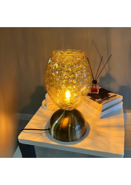 Veltro Cam Bal Rengi Masa Lambası Dekoratif Masaüstü Aydınlatma Hol Abajur Yatak Odası Başucu Lamba fiyatları