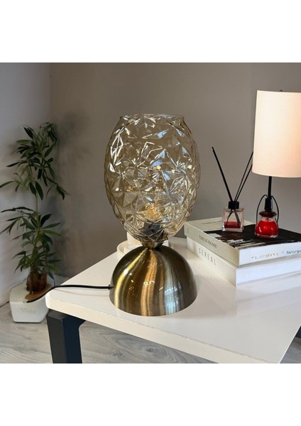 Veltro Cam Bal Rengi Masa Lambası Dekoratif Masaüstü Aydınlatma Hol Abajur Yatak Odası Başucu Lamba indirimleri