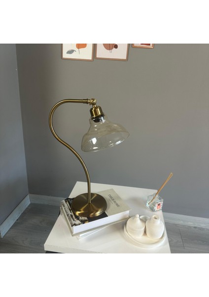 Vishi Cam Bal Rengi Masa Lambası Dekoratif Masaüstü Aydınlatma Hol Abajur Yatak Odası Başucu Lamba