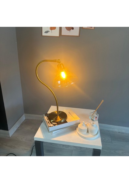 Vishi Cam Bal Rengi Masa Lambası Dekoratif Masaüstü Aydınlatma Hol Abajur Yatak Odası Başucu Lamba fırsatları
