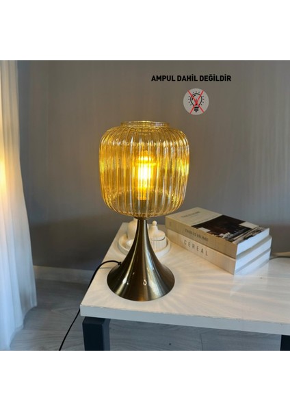 Mopa Cam Bal Rengi Masa Lambası Dekoratif Masaüstü Aydınlatma Hol Abajur Yatak Odası Başucu Lamba
