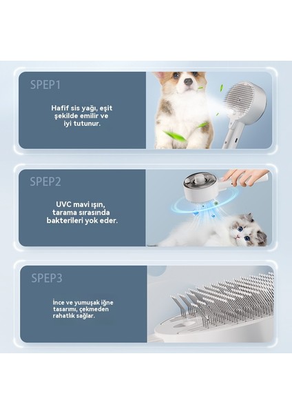 Kedi ve Köpekler Için Uygun, Tek Tıkla Tüylerini Alan, Temizleme ve Masaj Yapan Spreyli Evcil Hayvan Tarağı. (Yurt Dışından) modelleri