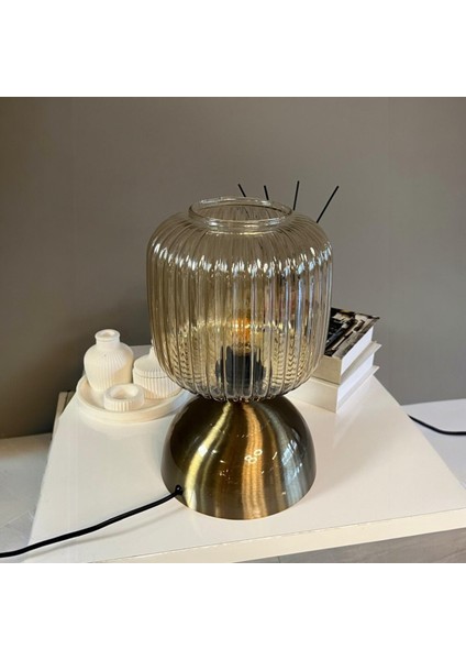 Mopa Cam Bal Rengi Masa Lambası Dekoratif Masaüstü Aydınlatma Hol Abajur Yatak Odası Başucu Lamba fırsatları