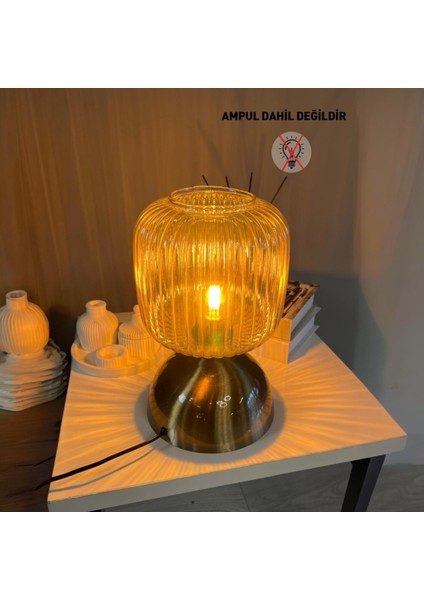 Mopa Cam Bal Rengi Masa Lambası Dekoratif Masaüstü Aydınlatma Hol Abajur Yatak Odası Başucu Lamba indirimleri