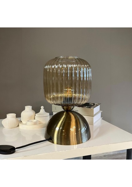 Mopa Cam Bal Rengi Masa Lambası Dekoratif Masaüstü Aydınlatma Hol Abajur Yatak Odası Başucu Lamba