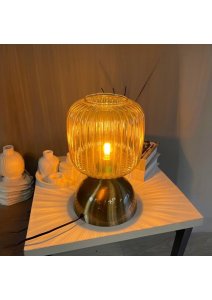 Mopa Cam Bal Rengi Masa Lambası Dekoratif Masaüstü Aydınlatma Hol Abajur Yatak Odası Başucu Lamba