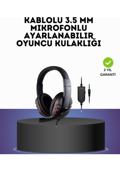 Sptrns Kırmızı Gaming Headset Mikrofonlu Sağlam Kablolu Konforlu