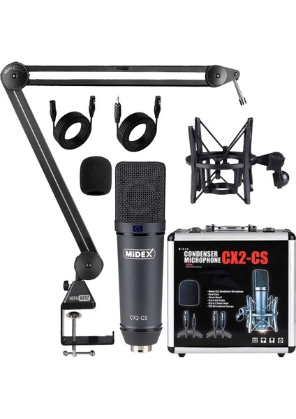 Cx2-Q Pro Set Üst Seviye Condenser Stüdyo Ses Kayıt Mikrofonu standı seti