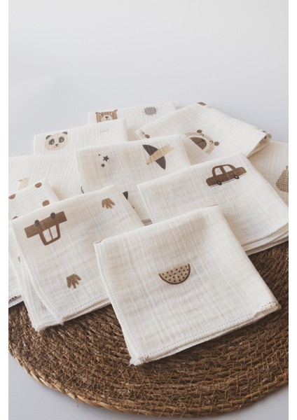 10'lu Desenli Müslin Bebek Ağız Mendili %100 Pamuk 25X25 cm fiyatları