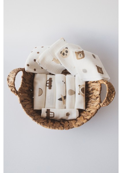 10'lu Desenli Müslin Bebek Ağız Mendili %100 Pamuk 25X25 cm fırsatları