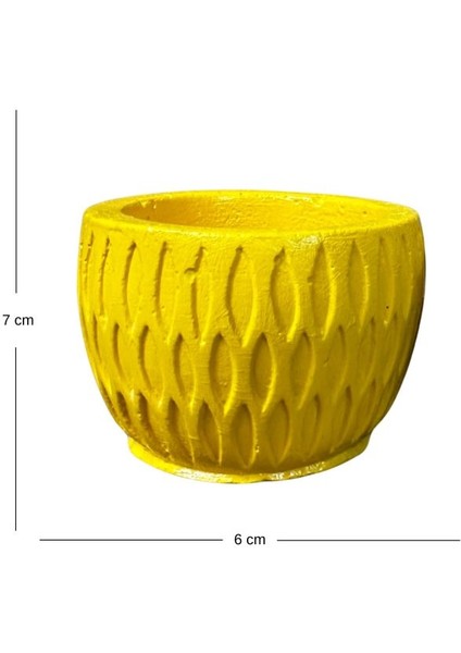 4846 El Yapımı Desenli Dekoratif 2'li Minik Saksı / Biblo - 6 x 7 cm modelleri