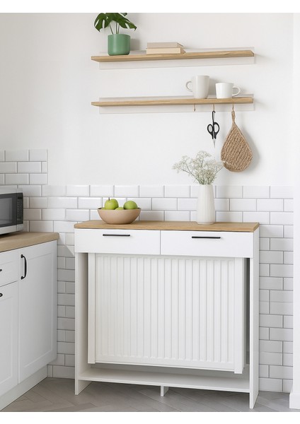 Solana Petek Üstü Kahve Köşesi Dresuar Çok Amaçlı Raf - 110 cm