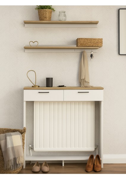 Solana Petek Üstü Kahve Köşesi Dresuar Çok Amaçlı Raf - 110 cm