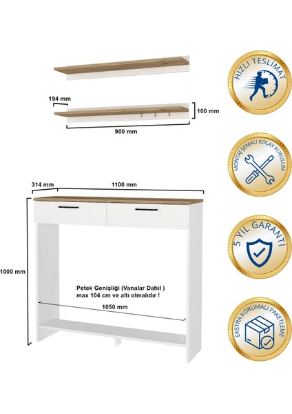 Solana Petek Üstü Kahve Köşesi Dresuar Çok Amaçlı Raf - 110 cm
