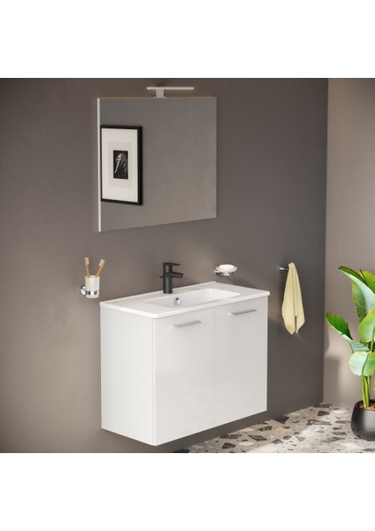 Ardea 69562 Banyo Dolabı Seti Kapaklı, 80 cm, Parlak Beyaz fiyatları