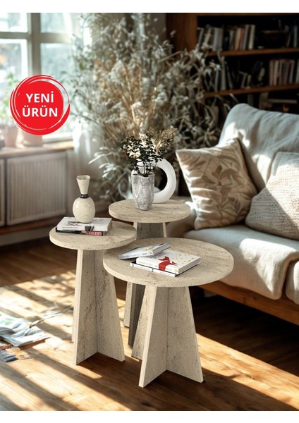 Podel 3lü Zigon Sehpa Traverten