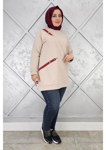 Kadın Düğme ve Kombin Detaylı Tesettür Tunik