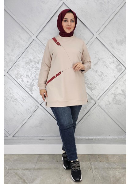 Kadın Düğme ve Kombin Detaylı Tesettür Tunik modelleri