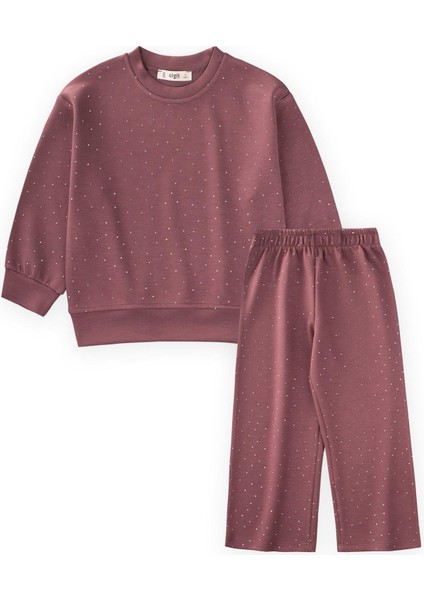 Komple Taşlı Modal Takım 2-7 Yaş Gül Kurusu