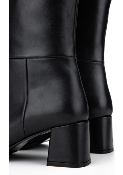 Kadın Hakiki Deri Siyah Topuklu Çizme 1074 2274 Bn Czm SK25-26 Sıyah Derı fırsatları