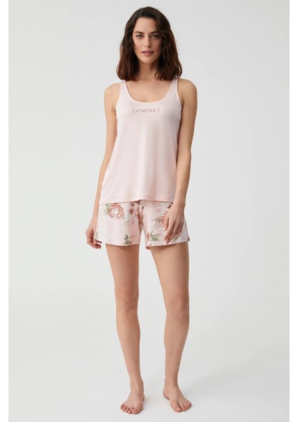 Yumuşak Dokulu Askılı Kadın Şort Takım 2817