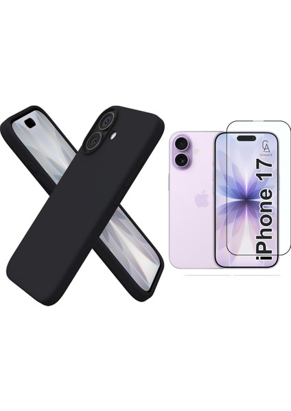 Apple iPhone 17 Uyumlu Içi Kadife Lansman Kılıf ve 5d Tam Kaplayan Cam Ekran Koruyucu