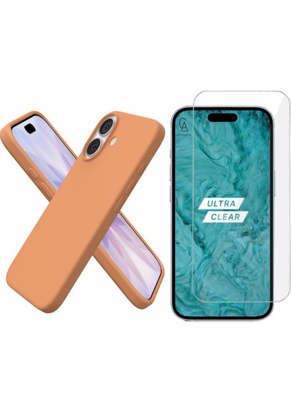 Apple iPhone 17 Uyumlu Içi Kadife Lansman Kılıf ve Temperli Cam Ekran Koruyucu