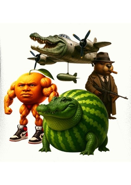 Unisex Brainrot Baskılı Çocuk Swaetshirt Kapüşonlu 3 Iplik Şardonlu fırsatları