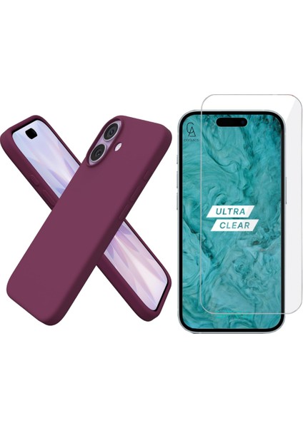 Apple iPhone 17 Uyumlu Içi Kadife Lansman Kılıf ve Temperli Cam Ekran Koruyucu