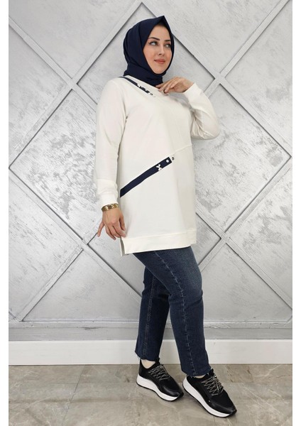 Kadın Düğme ve Kombin Detaylı Tesettür Tunik modelleri