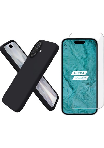 Apple iPhone 17 Uyumlu Içi Kadife Lansman Kılıf ve Temperli Cam Ekran Koruyucu