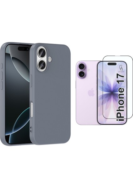 Apple iPhone 17 Uyumlu Içi Kadife Lansman Kılıf ve 5d Tam Kaplayan Cam Ekran Koruyucu