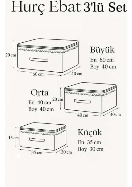 Nergis Kadife 3'lü (60X40/40X40/30X35) Dantelli Hurç Seti Çeyizlik Nişan Düğün Gelin Bohçası fiyatları