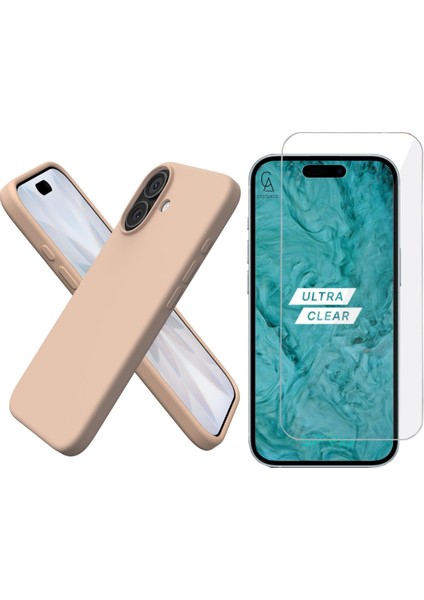 Apple iPhone 17 Uyumlu Içi Kadife Lansman Kılıf ve Temperli Cam Ekran Koruyucu