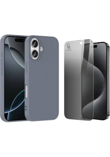 Apple iPhone 17 Uyumlu Içi Kadife Lansman Kılıf ve Hayalet Privacy Tam Kaplayan Cam Ekran Koruyucu