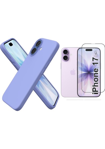 Apple iPhone 17 Uyumlu Içi Kadife Lansman Kılıf ve 5d Tam Kaplayan Cam Ekran Koruyucu