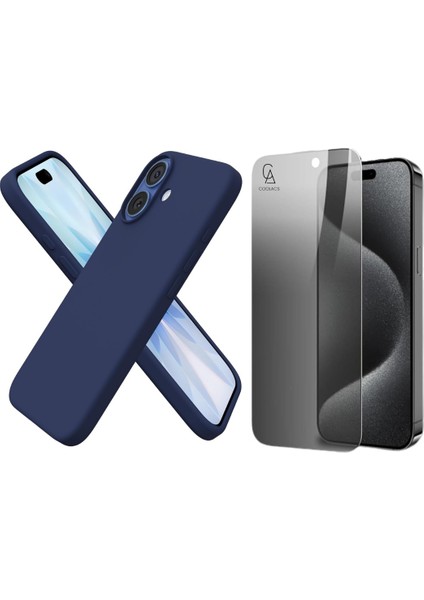 Apple iPhone 17 Uyumlu Içi Kadife Lansman Kılıf ve Hayalet Privacy Tam Kaplayan Cam Ekran Koruyucu